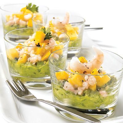 Our Recipes - Shrimp and Mango Salsa over Guacamole | Marché Bonichoix