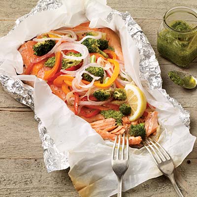 Our Recipes - Steelhead trout and pesto en papillote | Marché Bonichoix