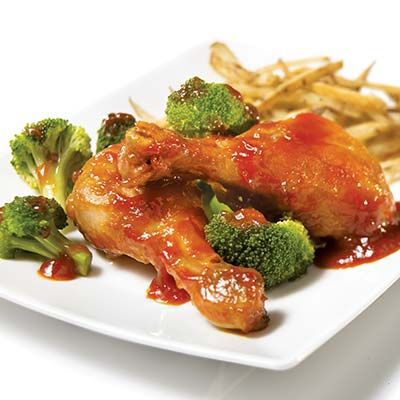 Our Recipes - Sweet & sour chicken drumsticks with broccoli | Marché Bonichoix