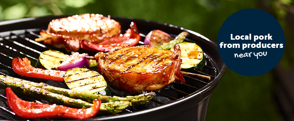 Homemade BBQ pork tournedos with seasonal vegetables