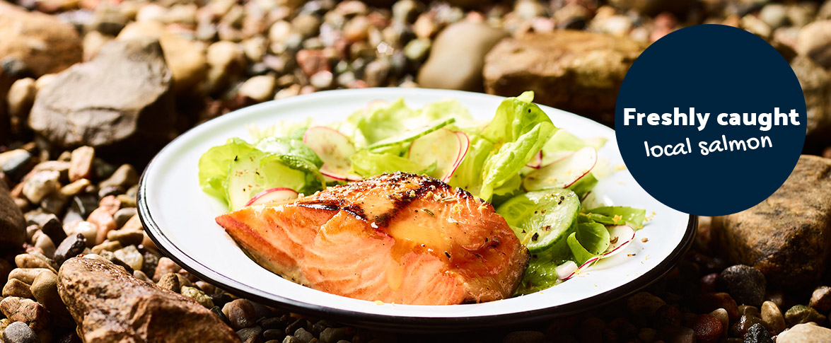 Maple salmon with fresh and creamy salad
