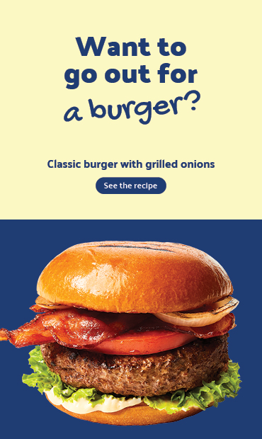 Classic burger with grilled onions