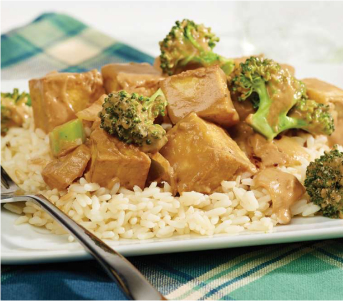 Peanut tofu and broccoli stir-fry