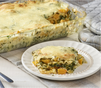 Vegetarian lasagna with spinach and butternut squash