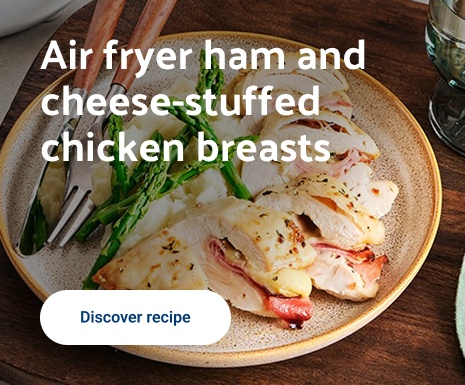Air fryer ham and cheese stuffed chicken breasts