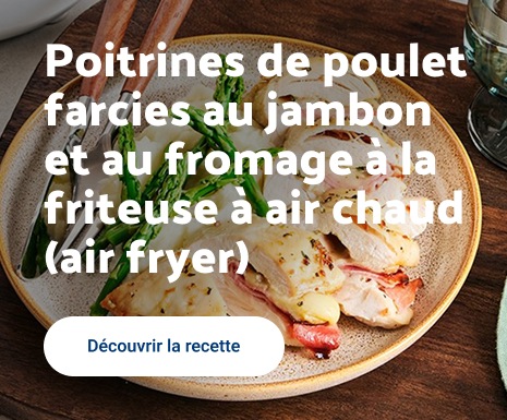 Poitrines de poulet farcies au jambon et au fromage à la friteuse à air chaud (air fryer)