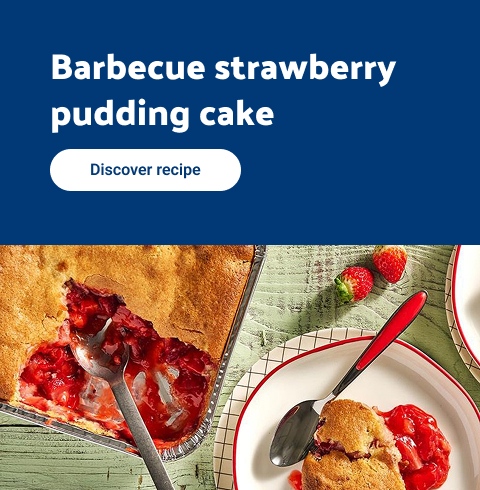 Barbecue strawberry pudding cake