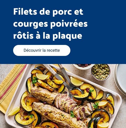 Filets de porc et courges poivrées rôtis à la plaque