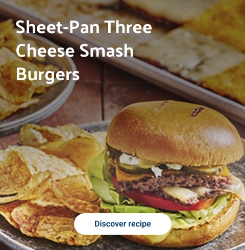 Sheet-pan three cheese smash burgers