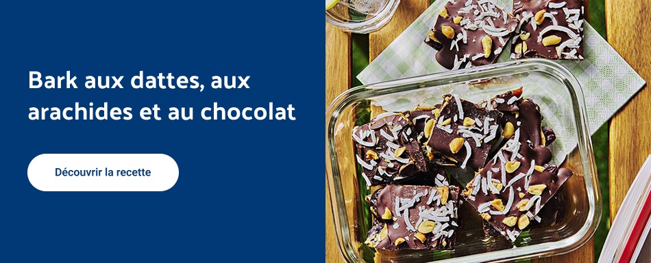 Bark aux dattes, aux arachides et au chocolat